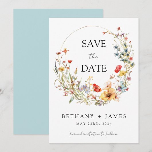 Save The Date Mariage de Fleur sauvage lunatique (Devant / Derrière)