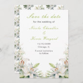 Save The Date Mariage de fleurs blanches (Devant / Derrière)