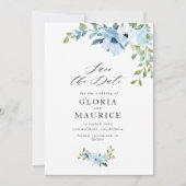 Save The Date mariage de fleurs bleu clair enregistrer la date (Devant)