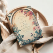 Save The Date Mariage de fleurs bleu rouille