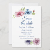 Save The Date Mariage de fleurs d'anémone aquarelle (Devant)