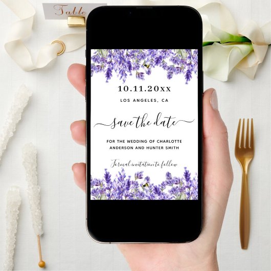 Save The Date Mariage de fleurs de lavande enregistrer la date