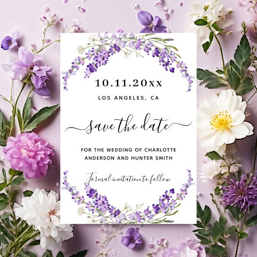 Save The Date Mariage de fleurs de lavande enregistrer la date