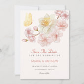 Save The Date Mariage de fleurs de pêche (Devant)