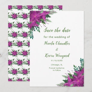 Save The Date Mariage de fleurs de pomme pourpre de Noël