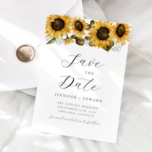 Save The Date Mariage de fleurs de tournesol