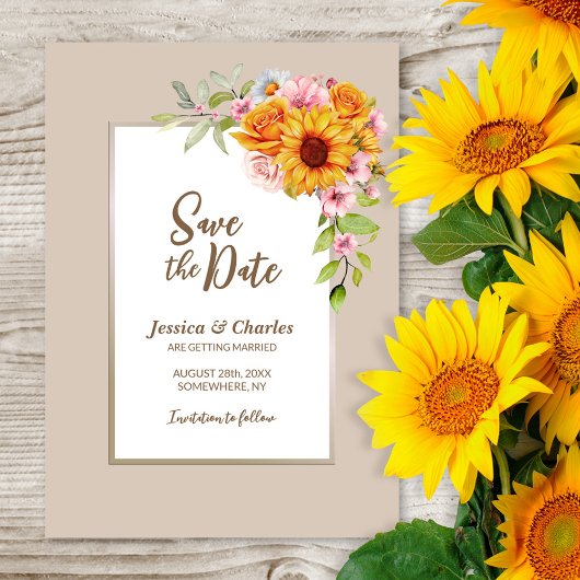 Save The Date Mariage de fleurs de tournesol
