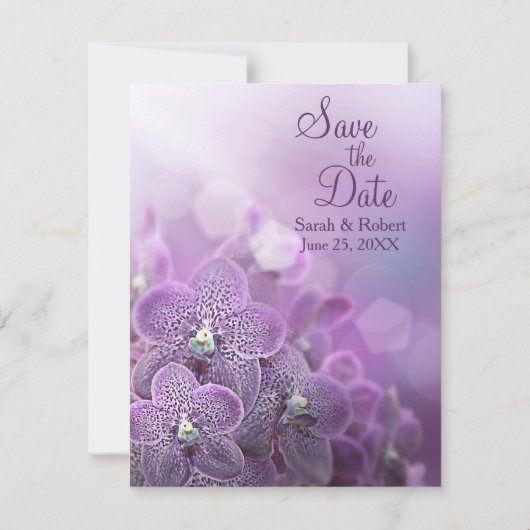 Save The Date Mariage de fleurs d'orchidées violettes Enregistre (Dos)