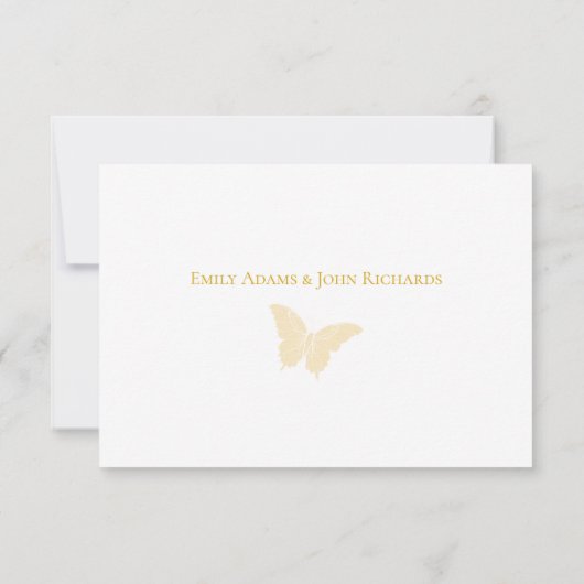 Save The Date Mariage de fleurs et papillons jaunes (Dos)