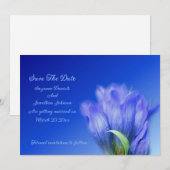 Save The Date Mariage de fleurs Gentien Bleu (Devant / Derrière)