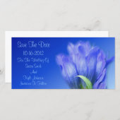 Save The Date Mariage de fleurs Gentien Bleu (Devant / Derrière)
