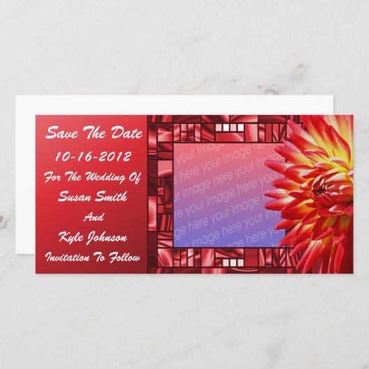 Save The Date Mariage de fleurs Red Dahlia (Devant / Derrière)