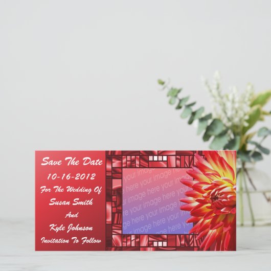 Save The Date Mariage de fleurs Red Dahlia (Debout devant)