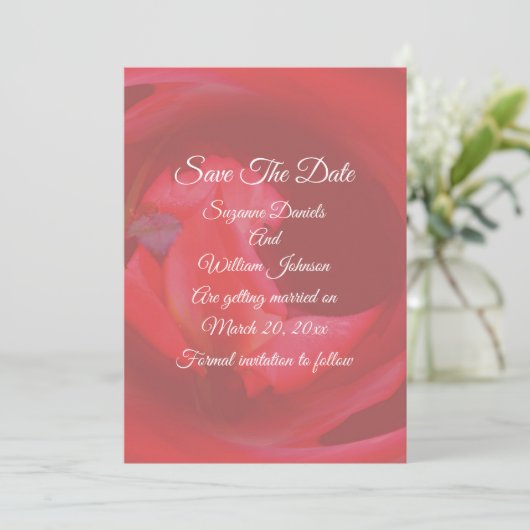 Save The Date Mariage de fleurs Rose rose (Debout devant)
