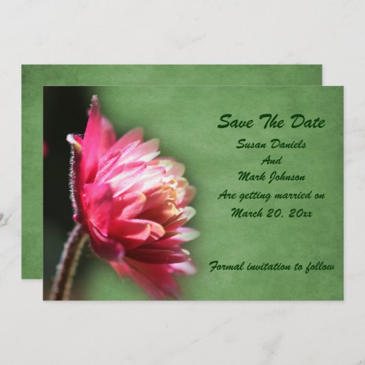 Save The Date Mariage de fleurs rouges (Devant / Derrière)