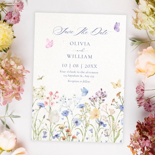 Save The Date Mariage de fleurs sauvages