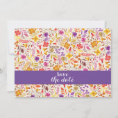 Save The Date Mariage de fleurs sauvages boho orange violet (Dos)