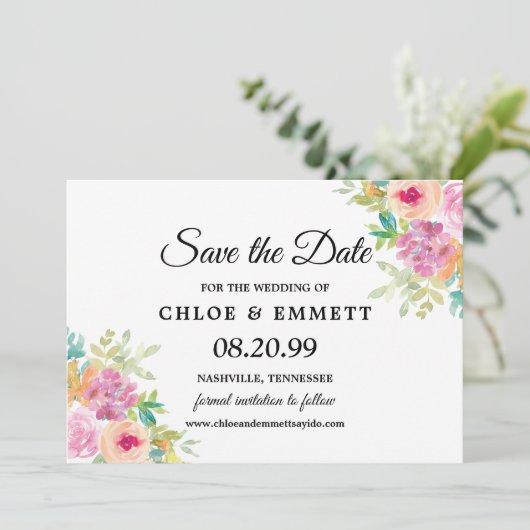 Save The Date Mariage de Fleurs sauvages Boho rustiques Sauvez l (Debout devant)