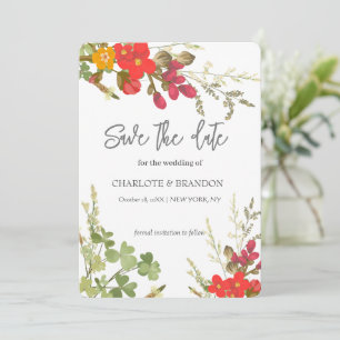 Save The Date Mariage de fleurs sauvages de jardin floral d'été