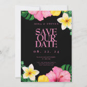 Save The Date Mariage de fleurs tropicales aquarelle exotique (Devant)