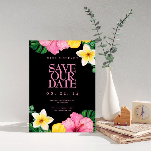 Save The Date Mariage de fleurs tropicales aquarelle exotique