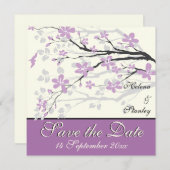 Save The Date Mariage de fleurs violettes modernes Enregistrer l (Devant / Derrière)