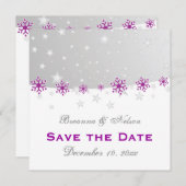 Save The Date Mariage de flocon blanc gris argenté Enregistrer l (Devant / Derrière)