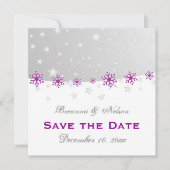 Save The Date Mariage de flocon blanc gris argenté Enregistrer l (Devant)