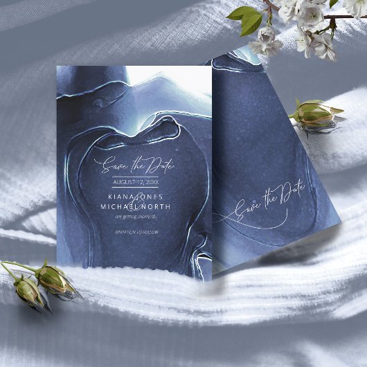 Save The Date Mariage de flux d'encre Enregistrer la date Bleu I