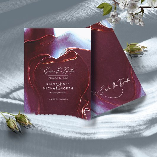 Save The Date Mariage de flux d'encre Enregistrer la date Bourgo