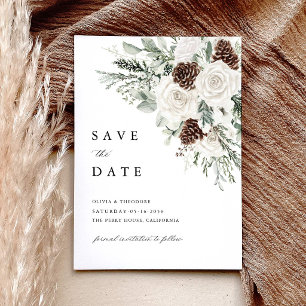 Save The Date Mariage de fond de photo de pinède florale hiverna