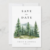 Save The Date Mariage de forêt de pins rustiques (Devant)