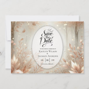 Save The Date Mariage de forêt enchantée en bois de rose doré