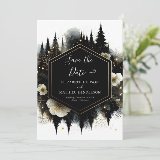 Save The Date Mariage de forêt enchantée modifiable minimal (Debout devant)