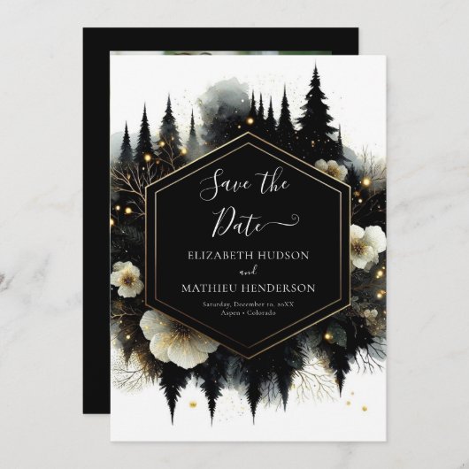 Save The Date Mariage de forêt enchantée modifiable minimal (Devant / Derrière)