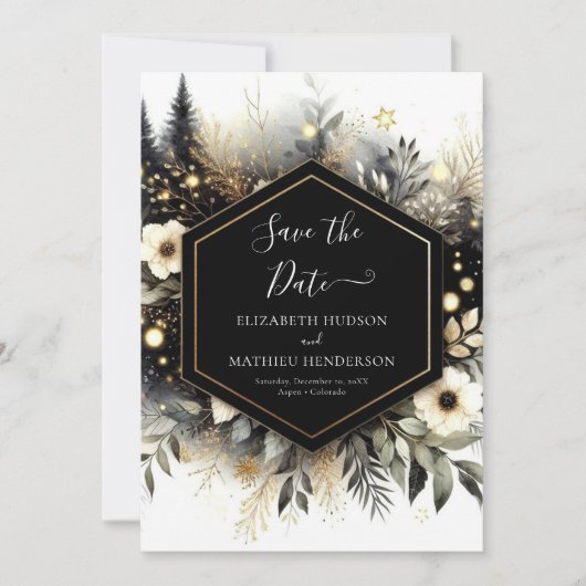 Save The Date Mariage de forêt enchantée romantique numérique (Devant)