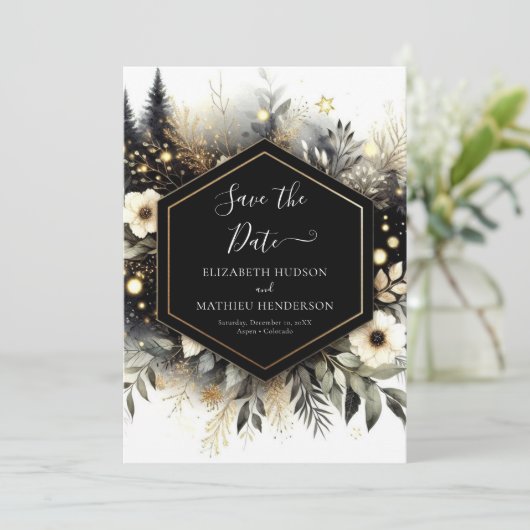 Save The Date Mariage de forêt enchantée romantique numérique (Debout devant)