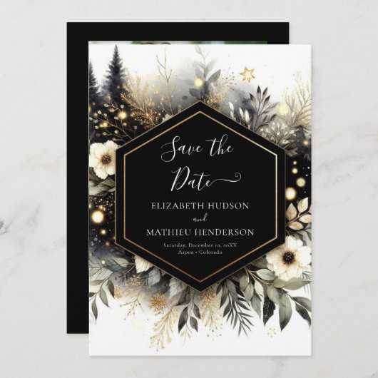 Save The Date Mariage de forêt enchantée romantique numérique (Devant / Derrière)