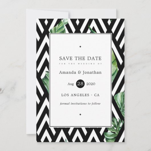 Save The Date Mariage de forêt géométrique exotique (Devant)