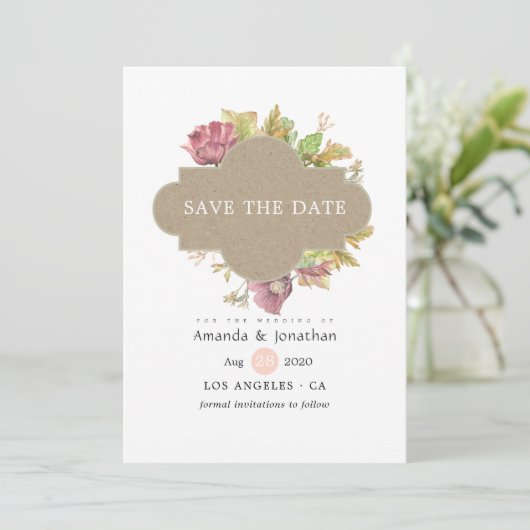 Save The Date Mariage de forêt rustique aquarelle (Debout devant)