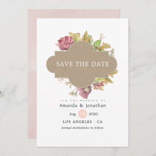 Save The Date Mariage de forêt rustique aquarelle (Devant / Derrière)