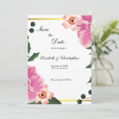 Save The Date Mariage de frontière rose vert Floral or (Debout devant)