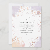 Save The Date Mariage de gaufrage en rose et éclaboussures de pe (Devant)