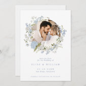 Save The Date Mariage de germe bleu doux et délicat (Devant / Derrière)