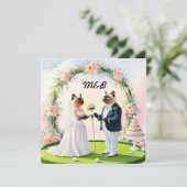 Save The Date Mariage de Golf sur le thème des Amoureux des Chat (Debout devant)