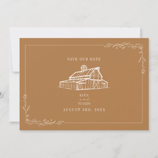 Save The Date Mariage De Grange Rustique Goldenrod Enregistrer L (Devant)