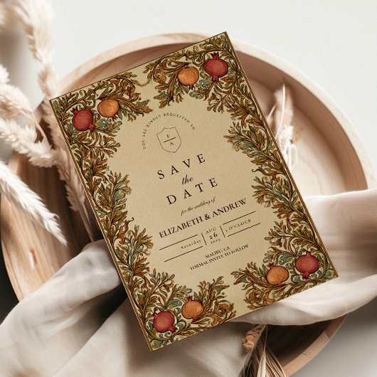 Save The Date Mariage de grenade botanique rustique