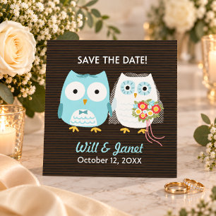 Save The Date Mariage de Hiboux Mignons Mariée et Marié Enregist