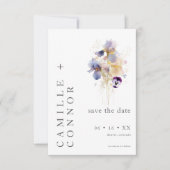 Save The Date Mariage de Jardin à l'Aquarelle avec Iris Violet É (Devant)