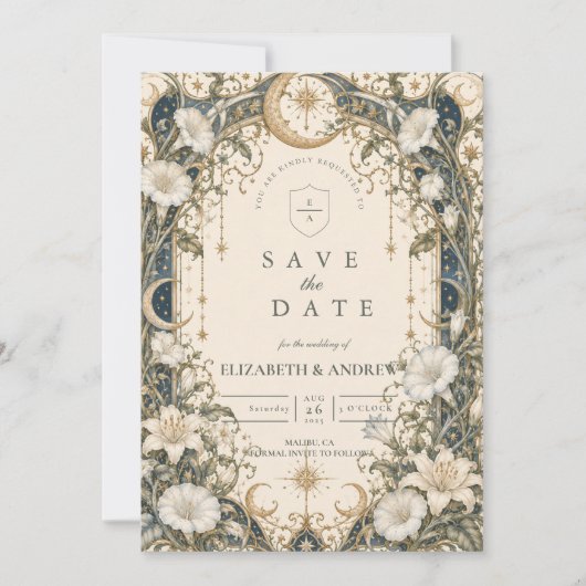 Save The Date Mariage de jardin céleste romantique (Devant)